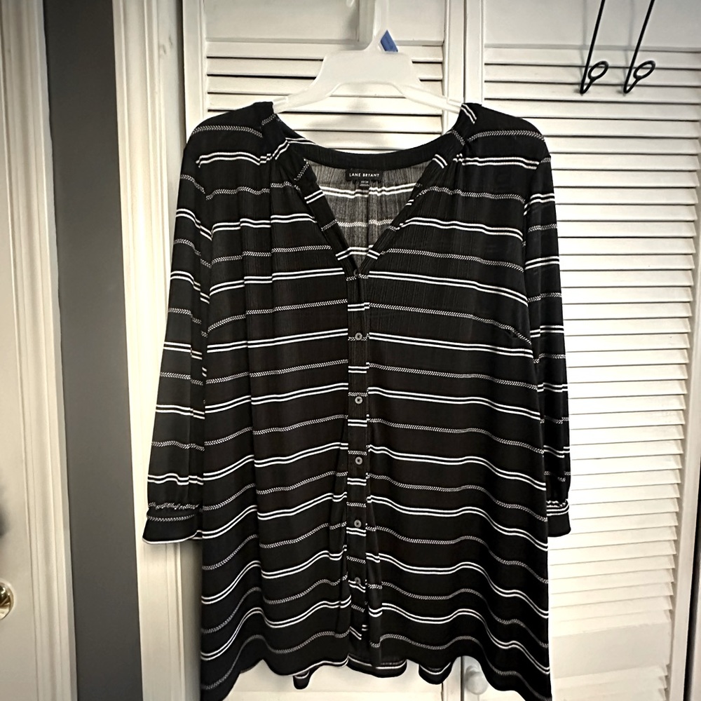 Lane Bryant Striped Button Down Top - size 22/24